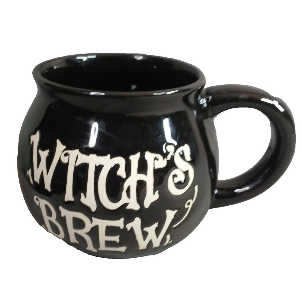 Crofton Aldis Witches Brew Black Cauldron Coffee Mug Halloween Spooky Ceramic